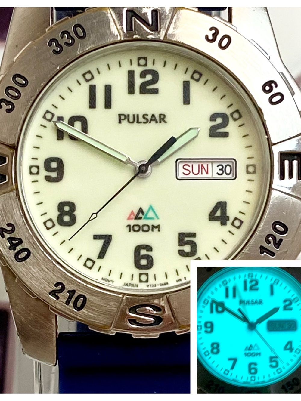 Vintage Pulsar by Seiko Military Style Luibrite Dial Men’s / Unisex Watch